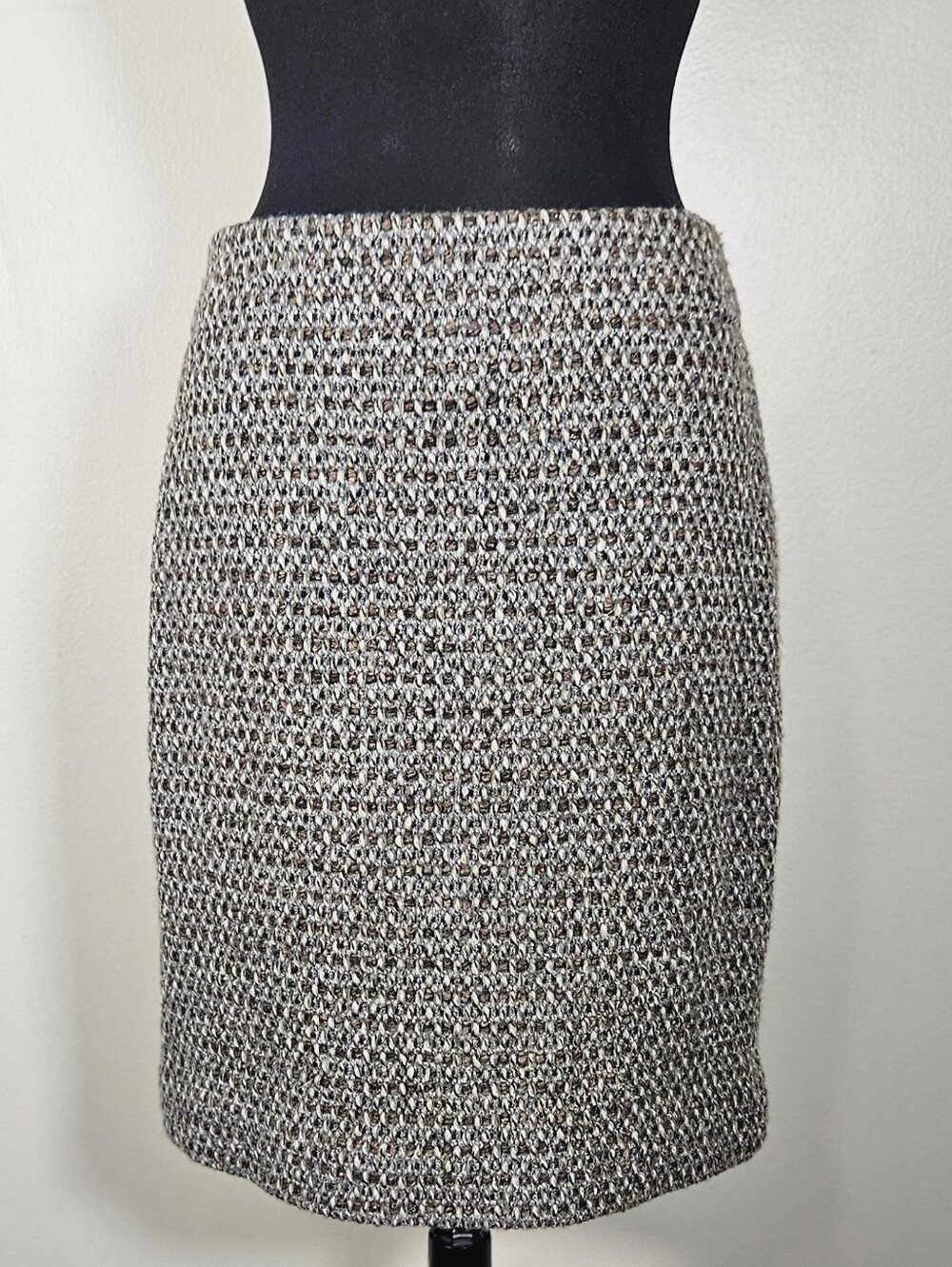 J Crew Wool Blend Tweed Metallic Detail Pencil Skirt Academia Quiet Luxury 8